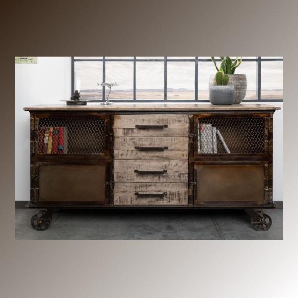 153x40x80 Cm Mango Wood and Iron Sideboard