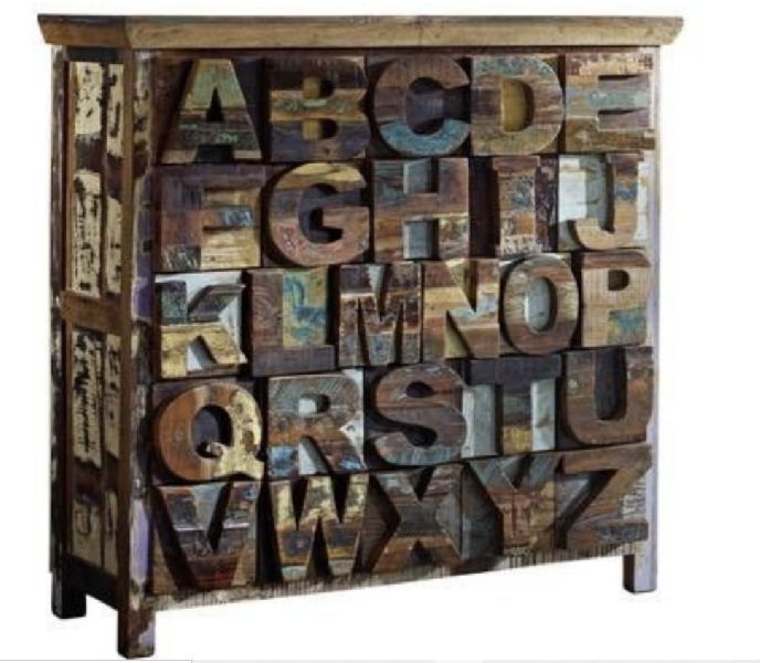 90x40x100 Cm Solid Waste Wood Sideboard