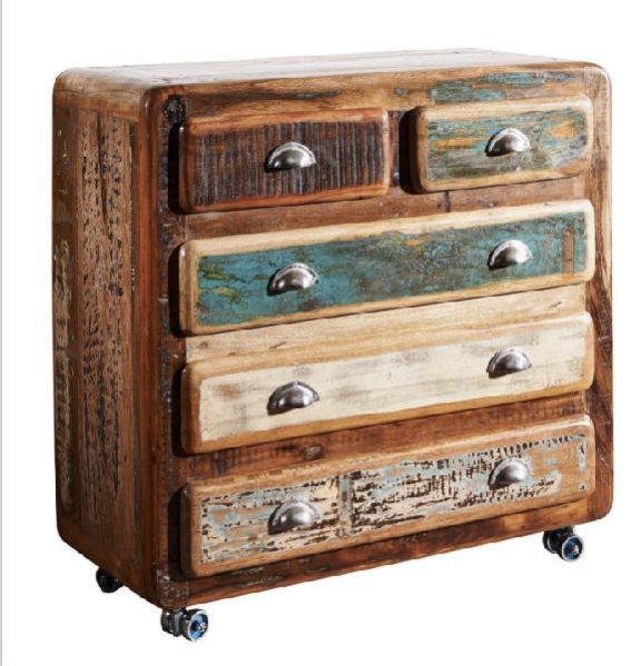 90x40x90 Cm Solid Waste Wood and Iron Sideboard