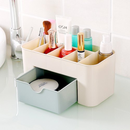 Square Plastic Cosmetic Storage Box, for Personal Care, Pattern : Plain