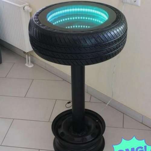 Tire Stool with LED Light, for Bar Use, Color : Black