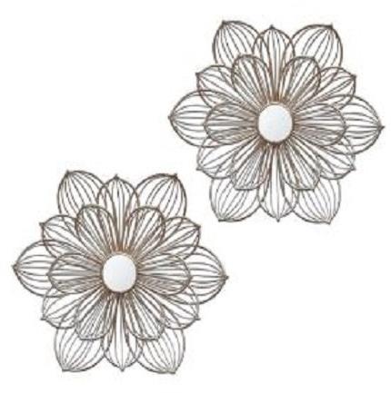 7 Stars Round Metal Flower Wall Hanging, Color : Golden