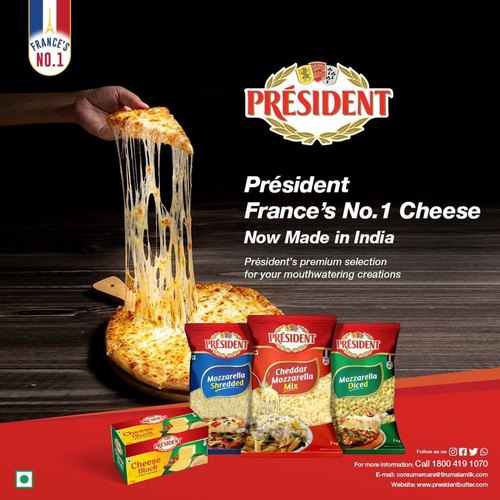President Mozzarella Cheese, Packaging Size : 2kg