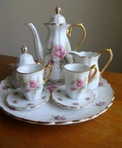 Printed Ceramic Tea Cup Set, Color : White Pink