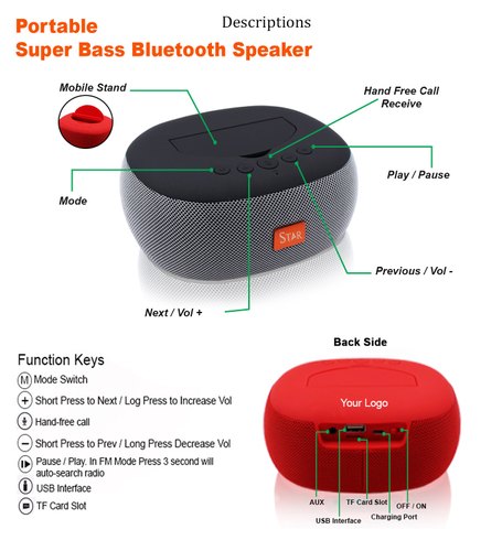 Cube Bluetooth speaker, Size : H-7.2/L-15.3Cm /W-13