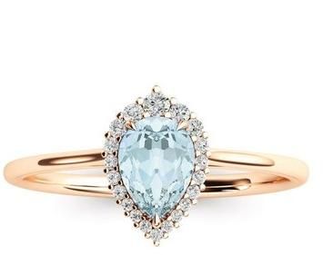 925 Sterling Silver Aquamarine And Zircon Ring