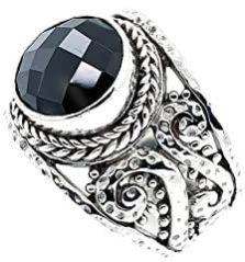 925 Sterling Silver Black Spinel Ring