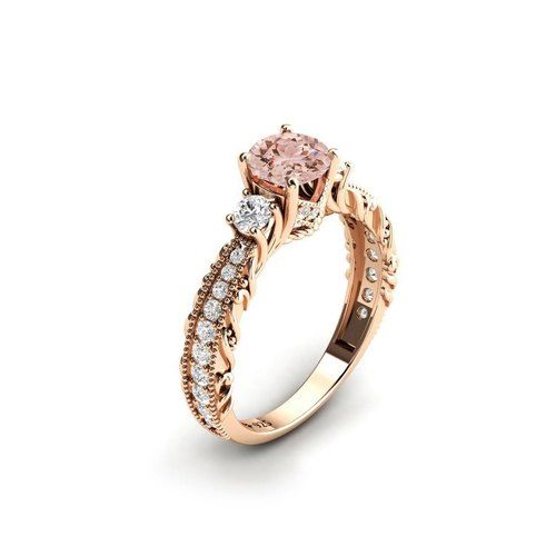 925 Sterling Silver Morganite And Zircon Ring