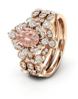 925 Sterling Silver Morganite And Zircon Ring