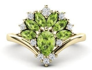 925 Sterling Silver Peridot and Zircon Ring