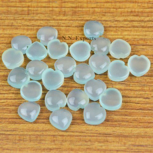 Aqua Chalcedony Cabochon Heart Gemstones