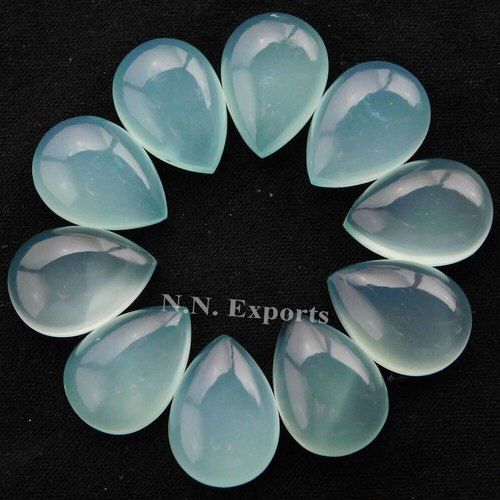 Aqua Chalcedony Pear Cabochon Gemstone
