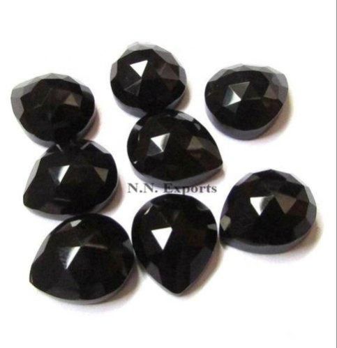 Black Onyx Rose Cut Pear Gemstone