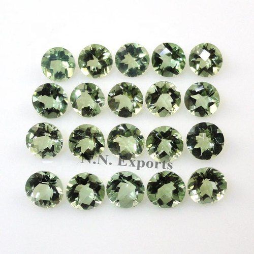 Green Amethyst Faceted Round Gemstones