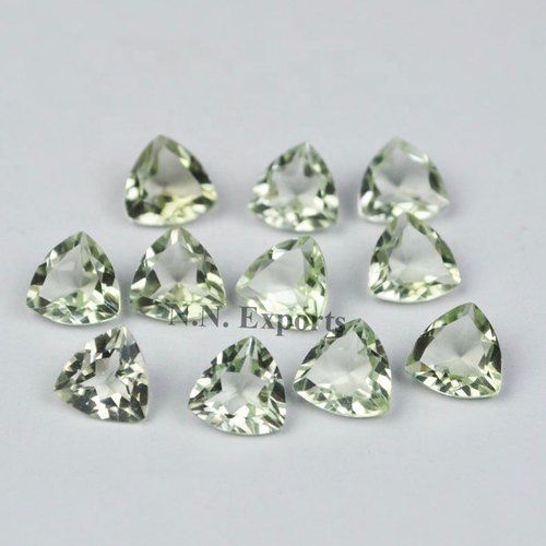 Green Amethyst Faceted Trillion Gemstones
