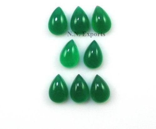 Green Onyx Cabochon Cut Pear Gemstone