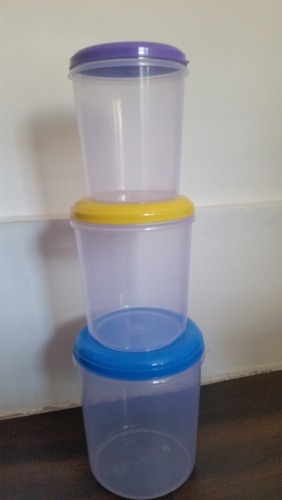 Plain Round Plastic Kitchen Container, Color : Transparent