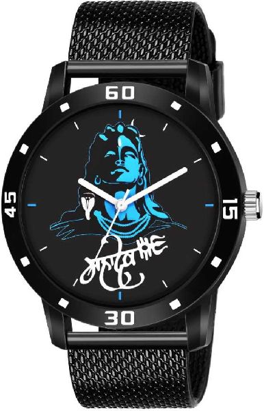 BLACK DIAL FANCY MAHADEV WATCH - M196