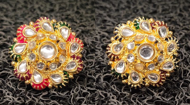 Stylish & Traditional Gold-Plated Kundan Ring