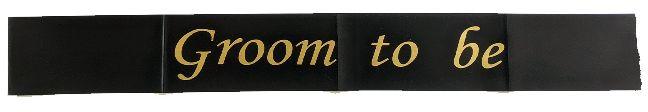 HIPPITY HOP GROOM TO BE SASH BLACK AND GOLD SATIN PACK OF 1 FOR PARTY