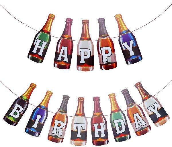 HIPPITY HOP HAPPY BIRTHDAY BOTTEL SHAPE FLAG BANNER PACK OF 1 FOR PARTY DECORATION