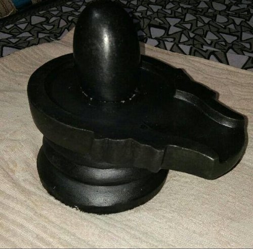 Black Natural Angora Narmadeshwar Shivling, for Temple, Technique : Handmade