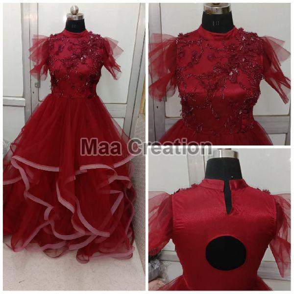 Wedding occasion Special Pink Color Designer Gown in Net 