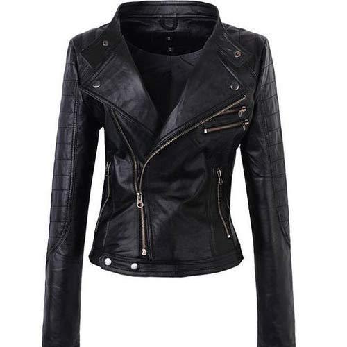 Plain Leather Ladies Jacket, Technics : Attractive Pattern