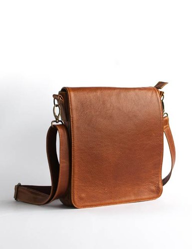 Brown Plain Men Leather Sling Bag, Size: 40cm X 10 Cm X 29cm