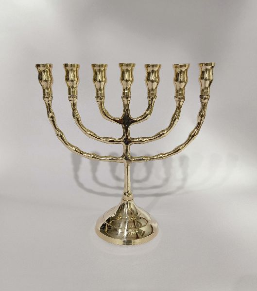 20cm Brass 7-Light Menorah, Color : Golden
