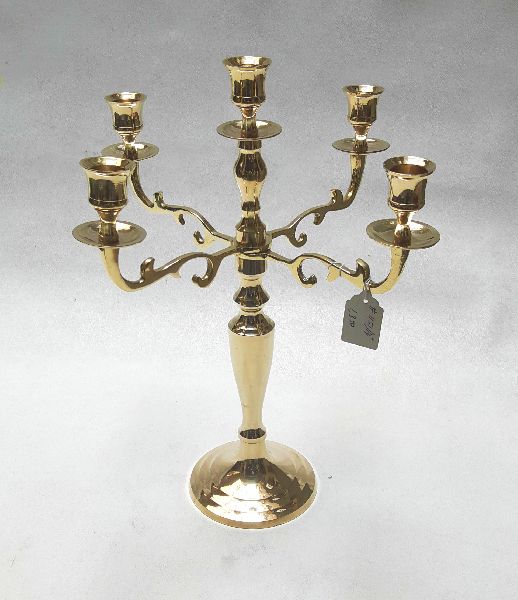 5-Light Brass Candelabra, for Home Decoration, Color : Golden