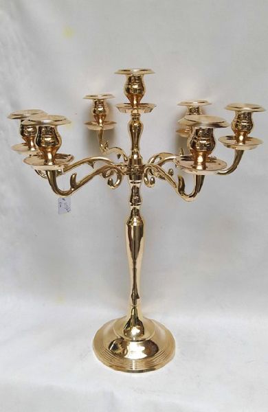 7-Light Brass Candelabra, Color : Golden