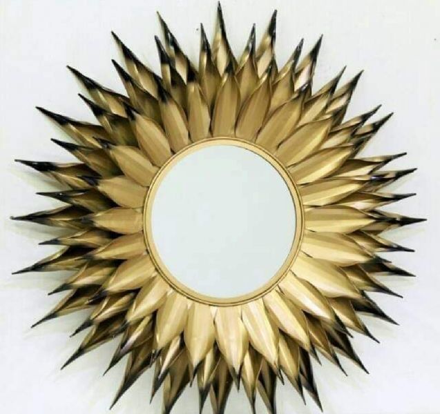 Round Coated Sunflower Decorative Mirror, Feature : Attractive Look, Easy To Fit