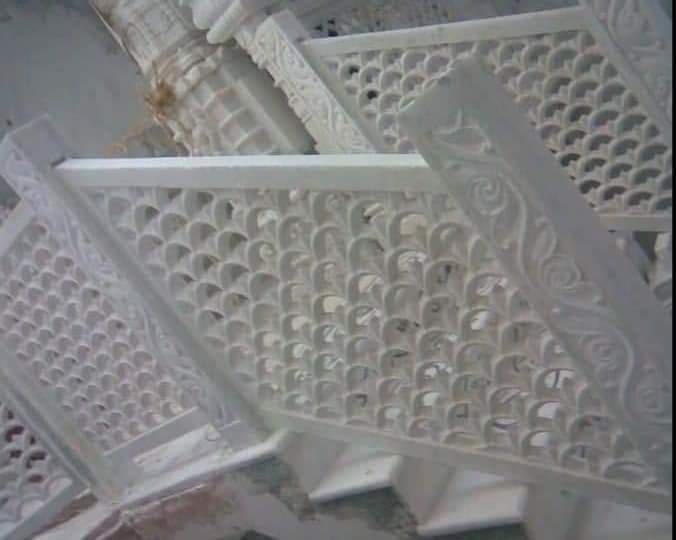 Polished Marble Carved Railing, for Staircase, Color : White