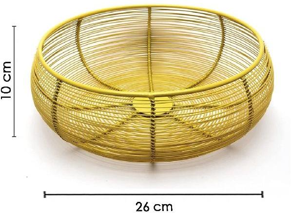 Brass Round Fruit Basket, Technics : Machine Made