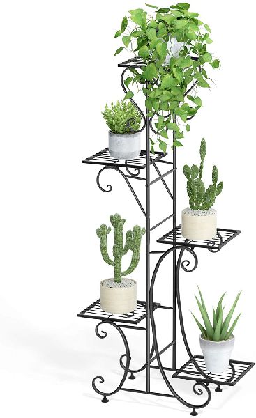 Rectangular Iron Pipe Planter Stand, for Decoration, Color : Black at ...