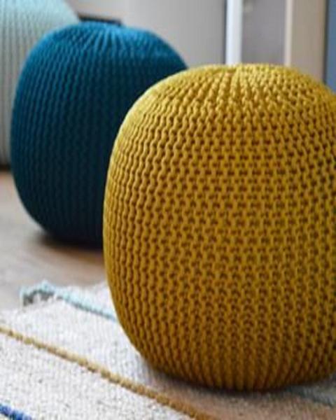 Knitted Macrame Pouf, for Home, Hotel, Outdoor, Feature : Attractive Designs, Complete Finish, Easy To Carry
