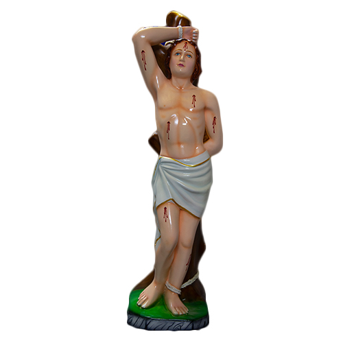 Polished Painted Fiberglass St. Sebastian Statue, Size : 24-36 Inches