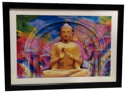 Fibre Buddha Photo Scenery Painting, Color : Black