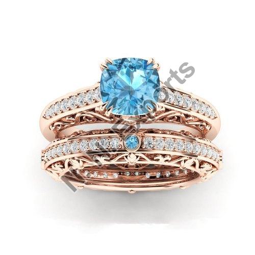 925 Sterling Silver Blue Topaz Ring, Size : 7mm