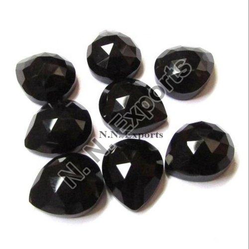 Black Onyx Rose Cut Pear Gemstone, for Used making Jewellery