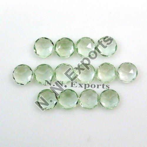 Green Amethyst Rose Cut Round Gemstones