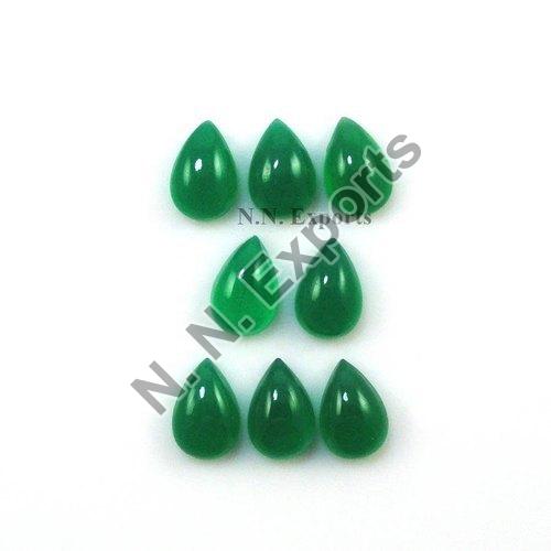 Green Onyx Cabochon Cut Pear Gemstone