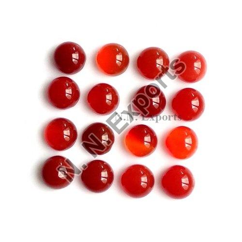 Red Onyx Cabochon Cut Round Gemstone, for Jewellery Use