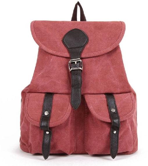 Waxed Canvas Maroon Backpack