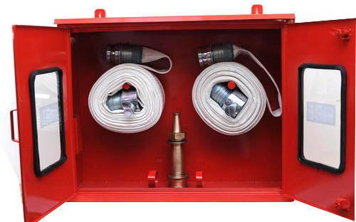 Painted Mild Steel Fire Hose Box, Color : Red
