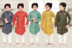 Printed Kids Silk Kurta Pajama, Feature : Anti-Wrinkle, Comfortable, Easily Washable