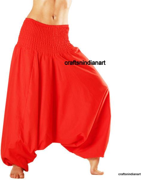 Balaji Handicrafts Cotton Red Women Harem Pant, Size : Free