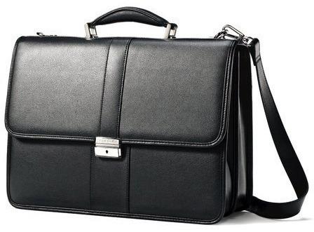 Shreeji Leather Laptop Executive Bags, Color : Black