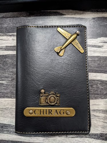 Chirag Leather Passport Cover, Color : Black